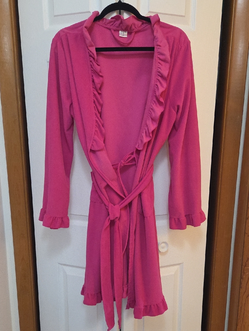 Ulta Beauty Pink Tie-Waist Robe with Ruffle Trim L/XL NWOT